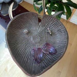 Swarovski Pink Crystal Heart Drop Earrings